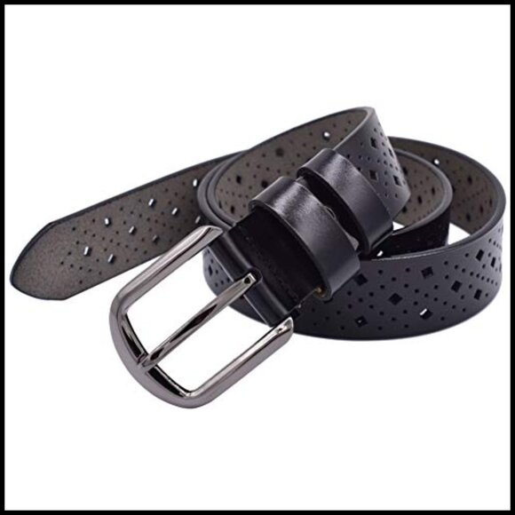 Genuine Leather Hollow Out Belt with Pin Buckle Adjustable main image 5